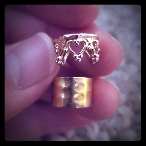 Jewelry - 2 gold tone ear cuffs heart crown hammered
